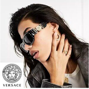 VERSACE Sunglasses VE4361 539787  Medusa Biggie Black Gold Studs  Rectangle